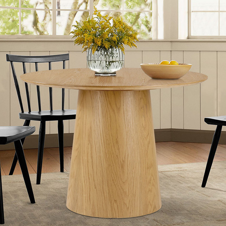 George Oliver Lanieya 42" Solid Oak Round Pedestal Dining Table ...